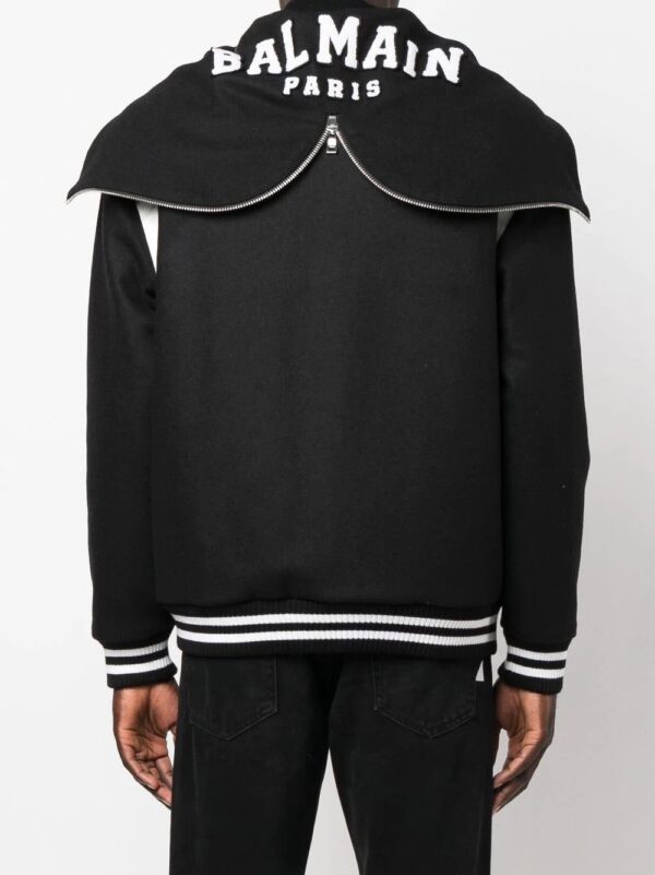 Balmain  hooded wool varsity jacket - Image 4
