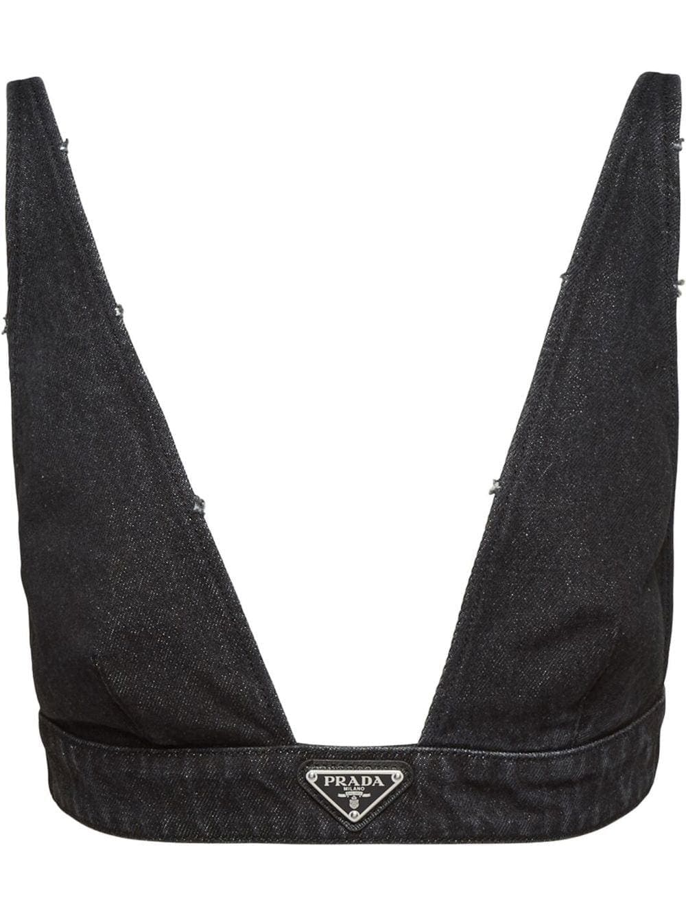 Prada triangle-logo denim bralette