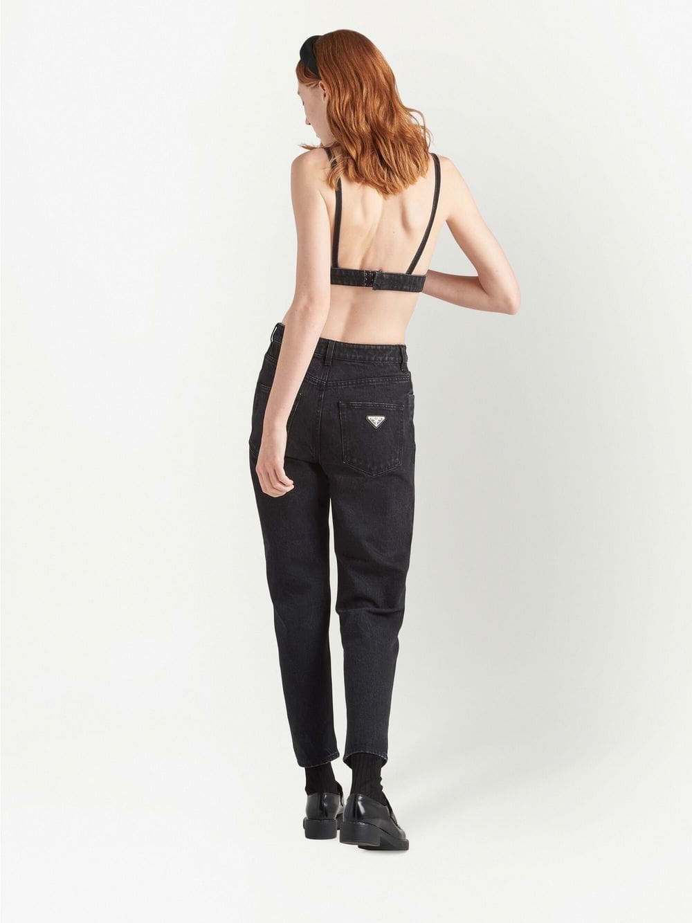 Prada triangle-logo denim bralette - Image 3