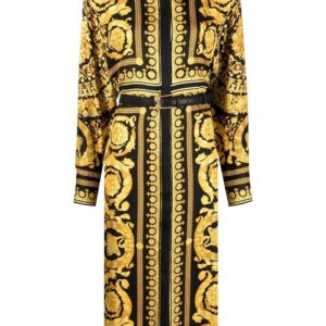 Versace baroque-print belted shirt dress