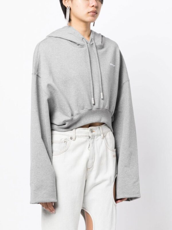 Off-White  logo-print cropped hoodie - Image 3