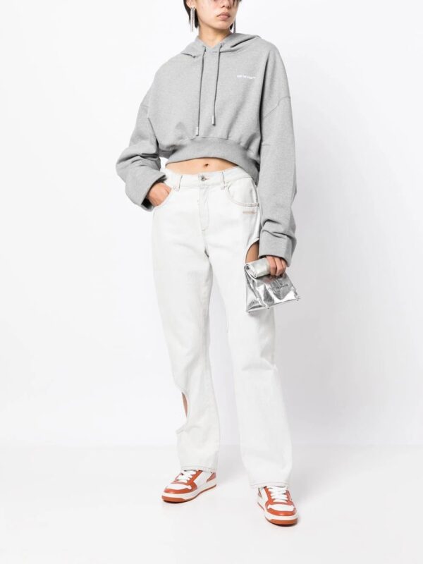 Off-White  logo-print cropped hoodie - Image 2
