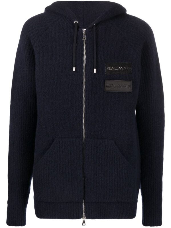 Balmain  logo-patches zipped hoodie