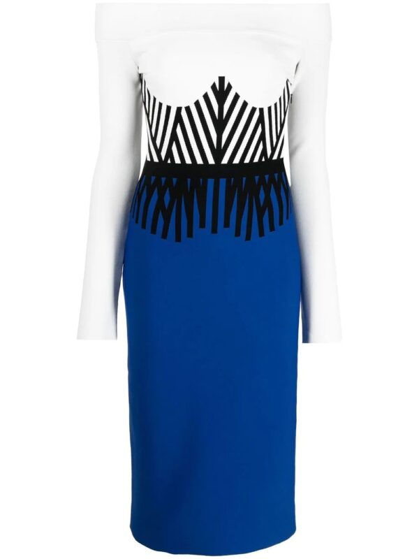 Alexander McQueen  off-shoulder long-sleeve midi dress