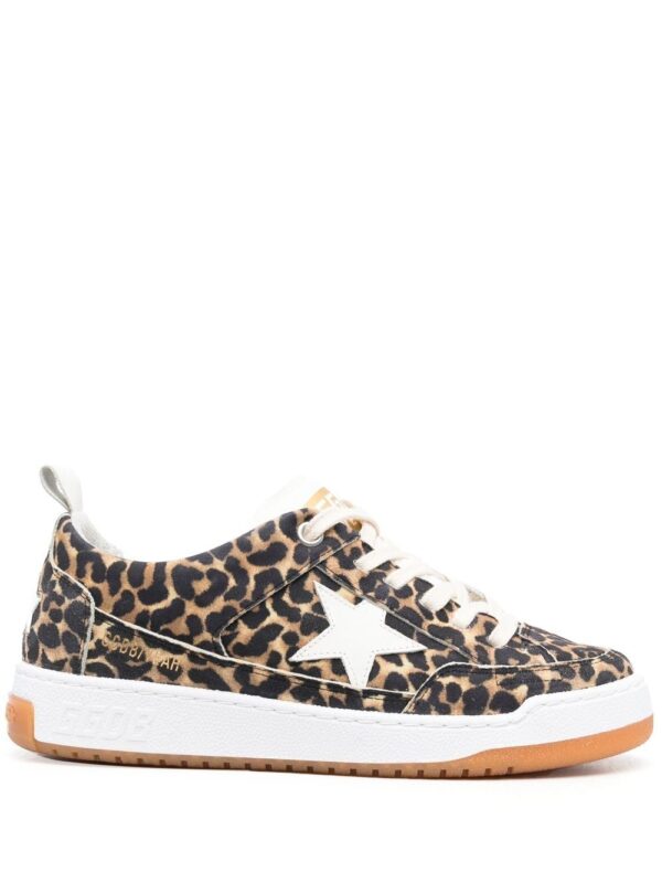 Golden Goose leather leopard-print sneakers