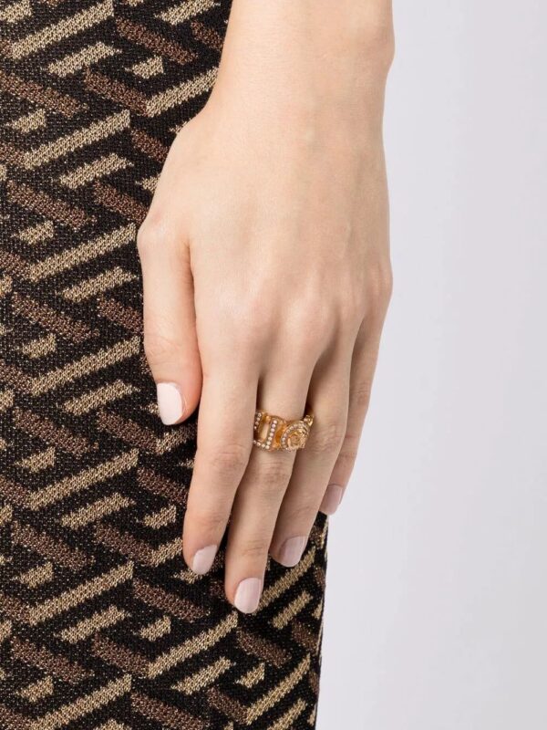 Versace  Medusa Greca crystal-embellished ring - Image 2