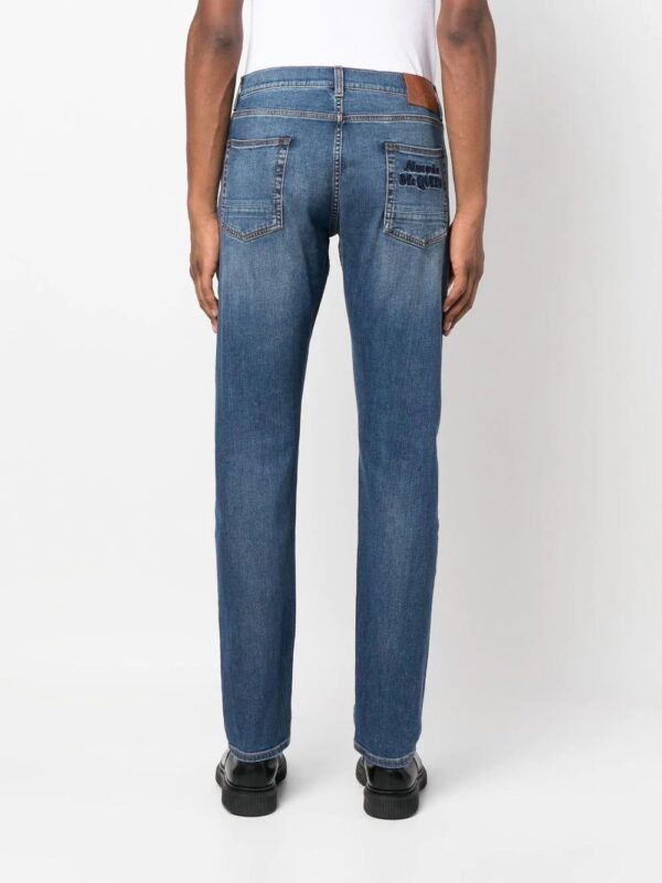Alexander McQueen  embroidered-logo slim-fit jeans - Image 4
