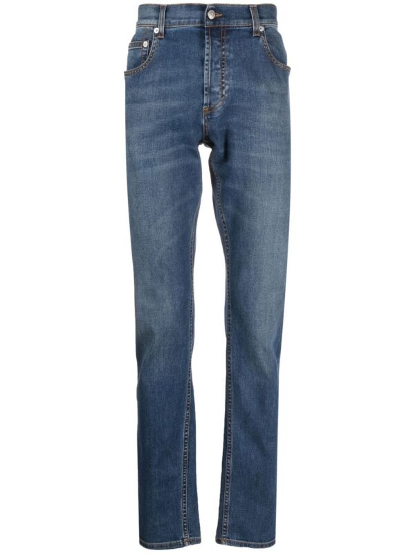Alexander McQueen  embroidered-logo slim-fit jeans