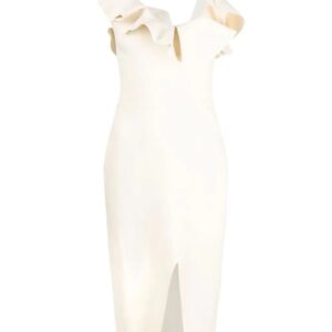 Alexander McQueen ruffled-neckline midi dress
