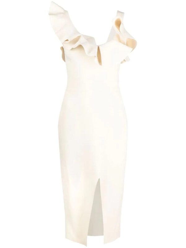 Alexander McQueen  ruffled-neckline midi dress