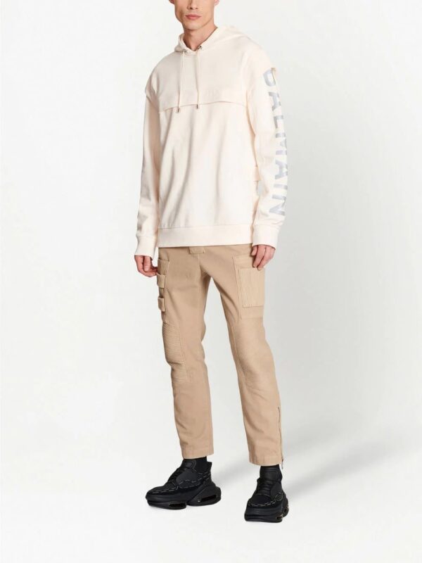 Balmain  cut-out detail logo-print hoodie - Image 2