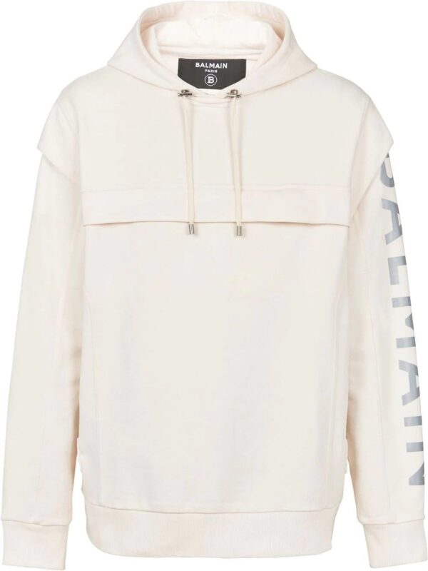 Balmain  cut-out detail logo-print hoodie
