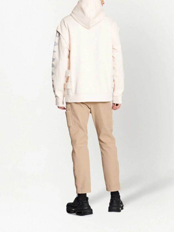 Balmain  cut-out detail logo-print hoodie - Image 3