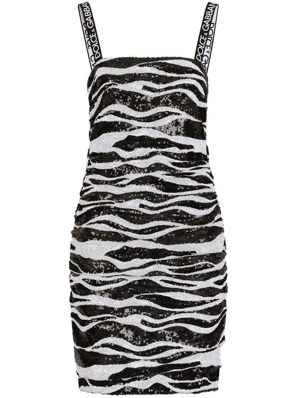 Dolce & Gabbana sequin-embellished zebra print mini dress