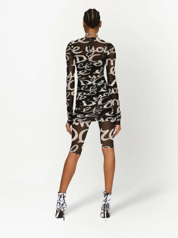 Dolce & Gabbana  logo-print semi-sheer mini dress - Image 4