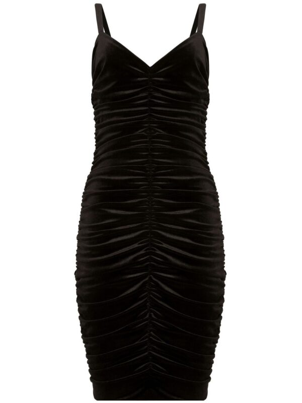 Dolce & Gabbana ruched velvet-effect sleeveless dress