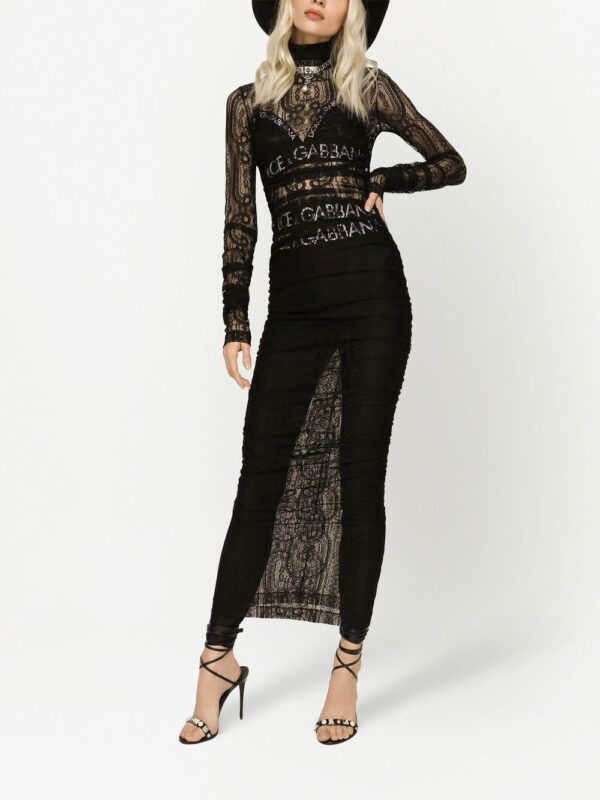 Dolce & Gabbana semi-sheer lace roll-neck dress - Image 4