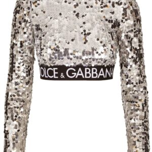 Dolce & Gabbana cropped sequin-embellished top