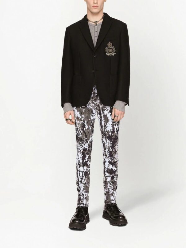 Dolce & Gabbana  embroidered logo-crest blazer - Image 3