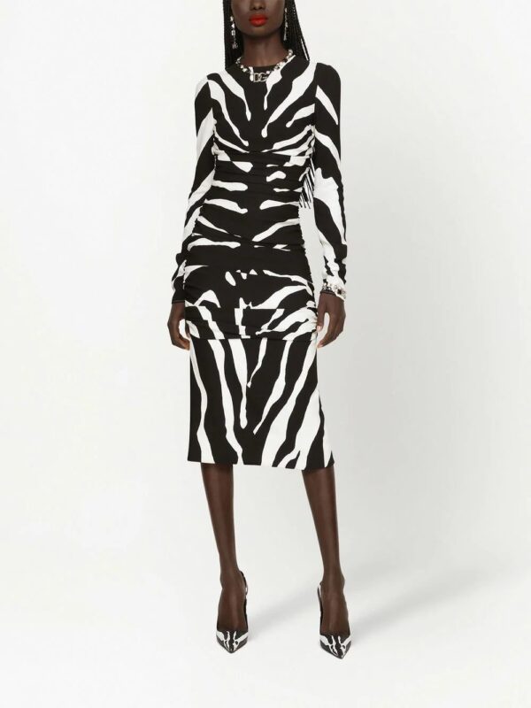 Dolce & Gabbana  zebra-print long-sleeve dress - Image 3