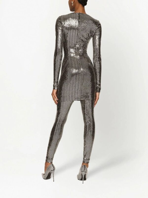 Dolce & Gabbana  sequin metallic long-sleeve mini dress - Image 4