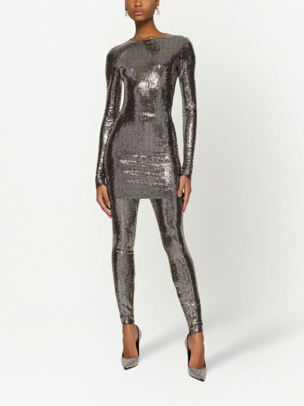 Dolce & Gabbana  sequin metallic long-sleeve mini dress - Image 3