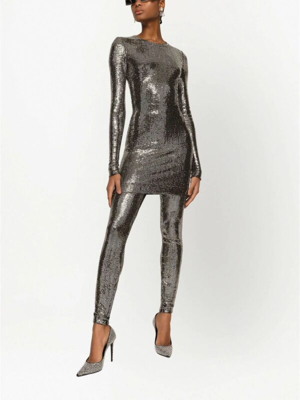 Dolce & Gabbana  sequin metallic long-sleeve mini dress - Image 2