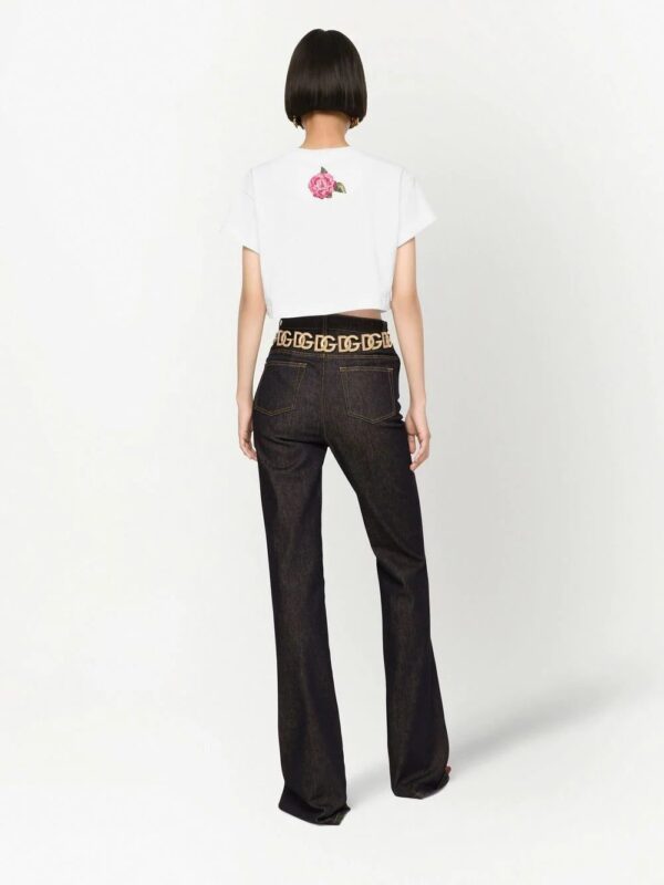 Dolce & Gabbana  cropped logo-patch T-shirt - Image 4