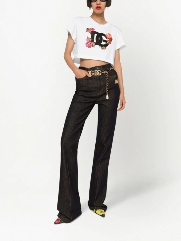 Dolce & Gabbana  cropped logo-patch T-shirt - Image 2