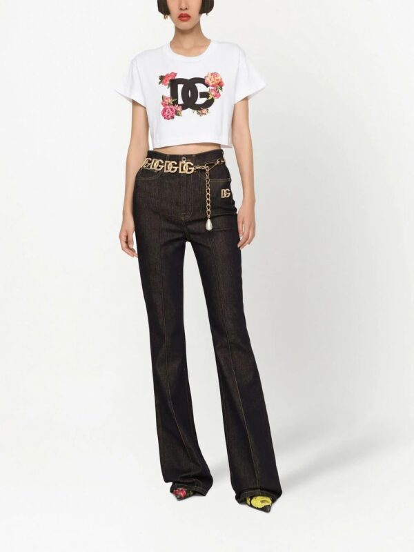 Dolce & Gabbana  cropped logo-patch T-shirt - Image 3
