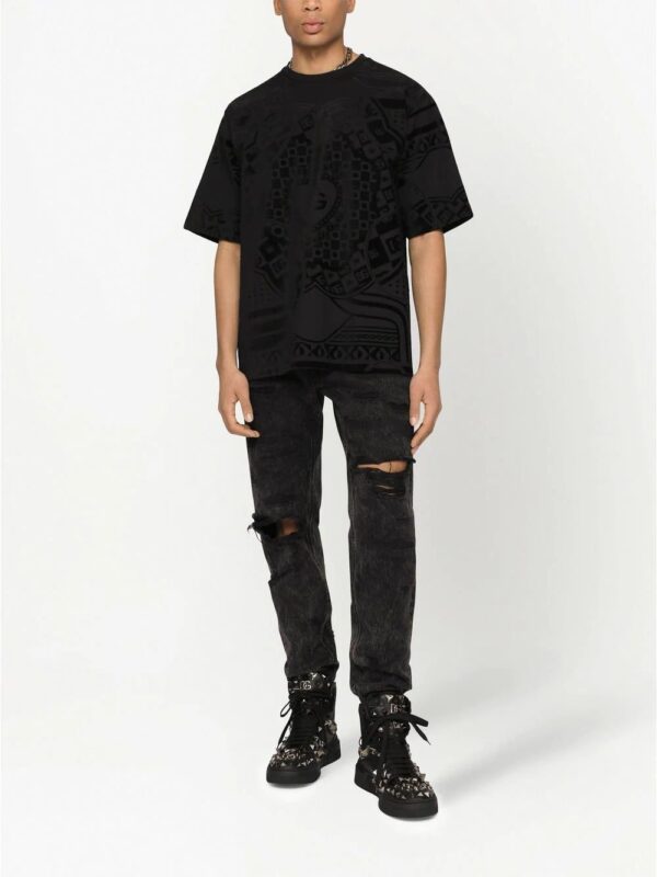Dolce & Gabbana  flocked-logo jacquard T-shirt - Image 3