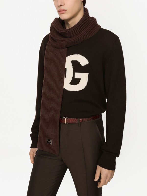Dolce & Gabbana  gold-tone logo plaque cashmere scarf - Image 2
