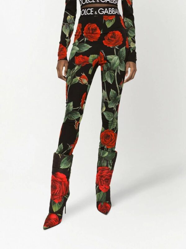Dolce & Gabbana  rose-print charmeuse leggings - Image 3