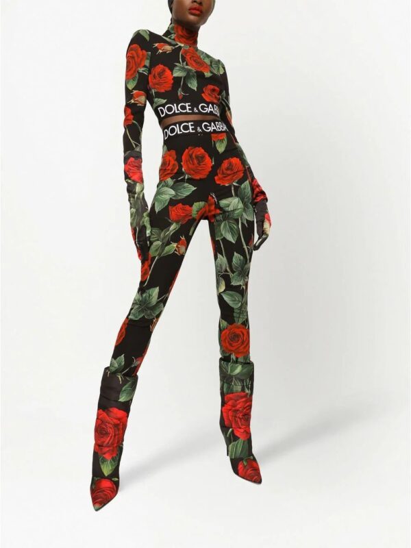Dolce & Gabbana  rose-print charmeuse leggings - Image 2