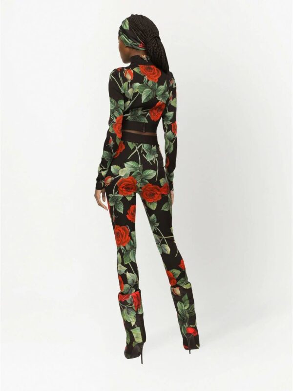 Dolce & Gabbana  rose-print charmeuse leggings - Image 4