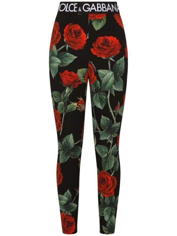 Dolce & Gabbana  rose-print charmeuse leggings