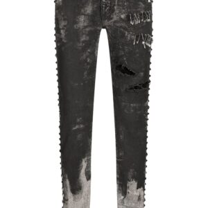 Dolce & gabbana  distressed studded slim-fit jeans