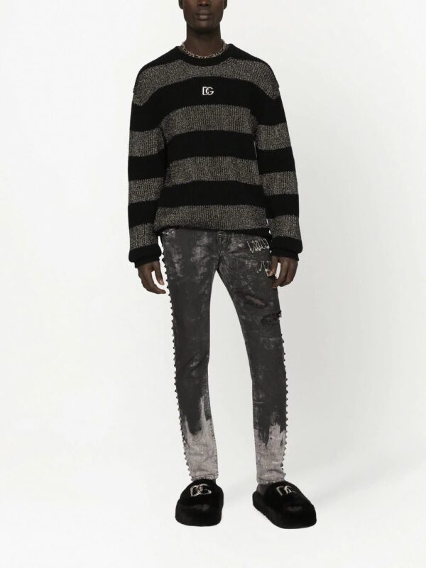 Dolce & gabbana  distressed studded slim-fit jeans - Image 3