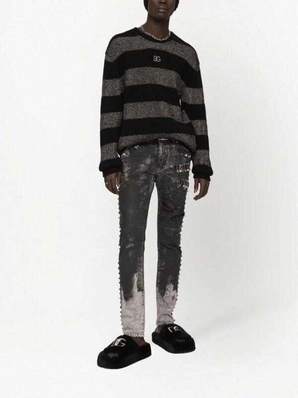 Dolce & gabbana  distressed studded slim-fit jeans - Image 2