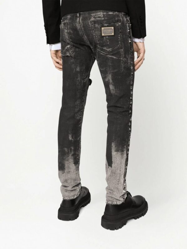 Dolce & gabbana  distressed studded slim-fit jeans - Image 4