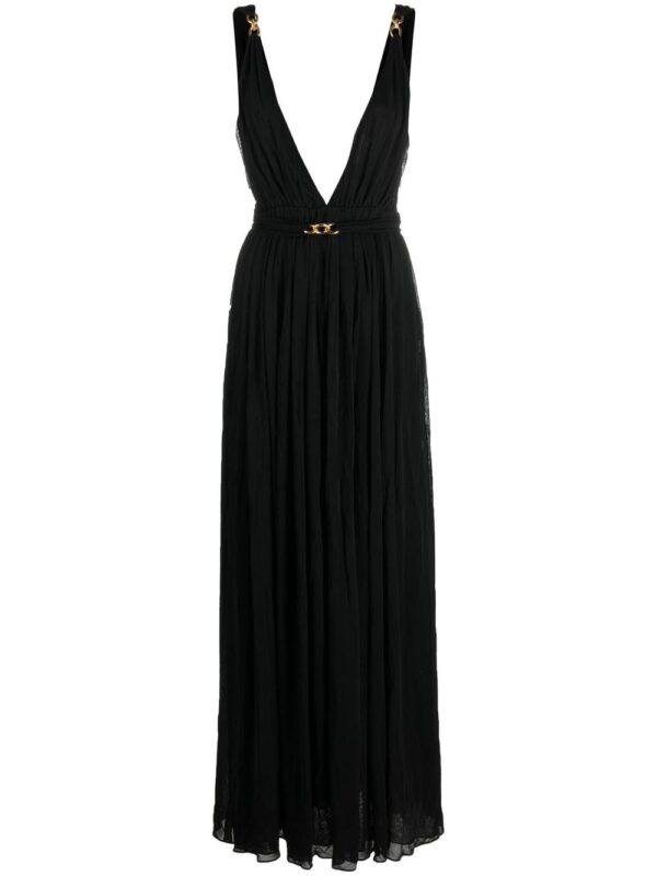 Saint Laurent chaink-link detail V-neck gown
