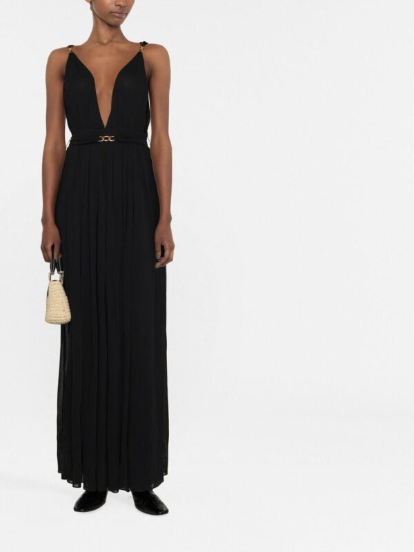 Saint Laurent chaink-link detail V-neck gown - Image 2