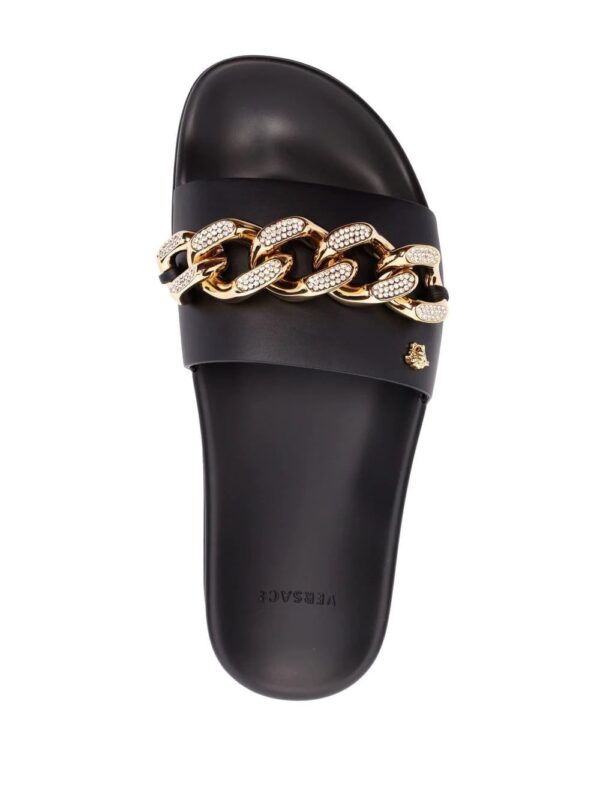 Versace  chain-link leather flip flops - Image 4