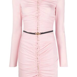 Versace ruched-detail V-back dress