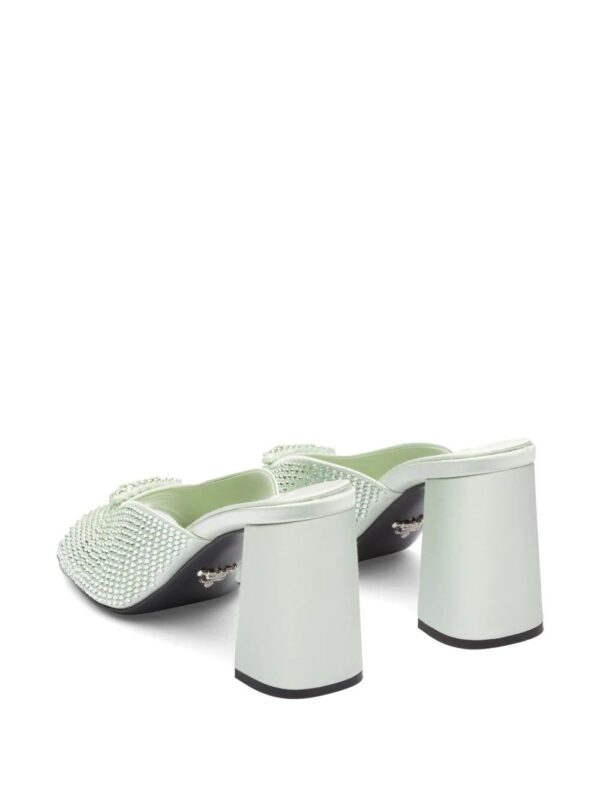 Prada  crystal-studded high-heeled satin slides - Image 3