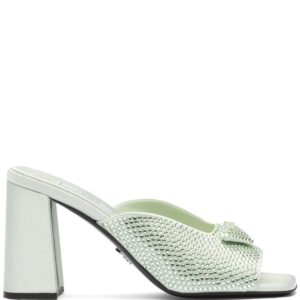 Prada  crystal-studded high-heeled satin slides