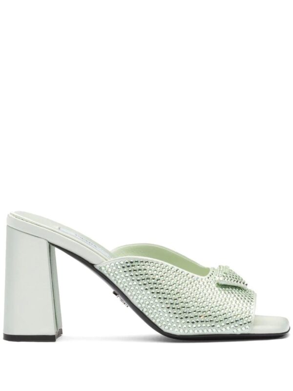 Prada  crystal-studded high-heeled satin slides