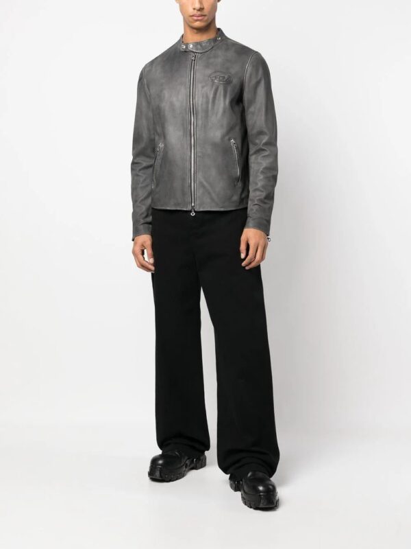Diesel  embossed-logo leather jacket - Image 2