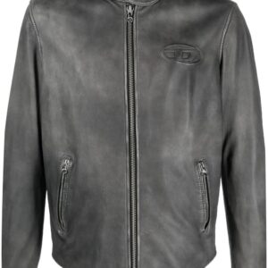 Diesel  embossed-logo leather jacket