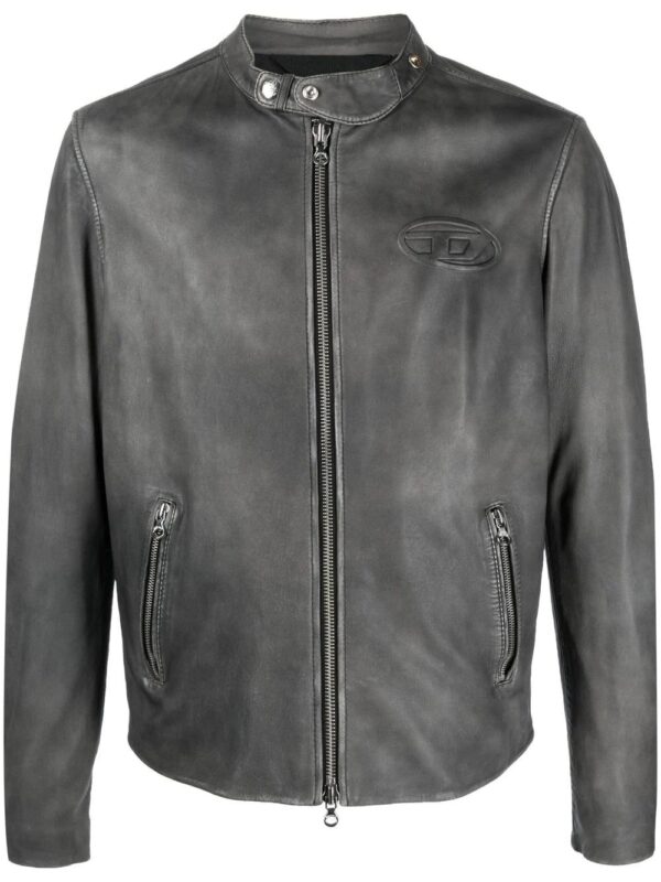 Diesel  embossed-logo leather jacket